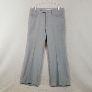 Sansabelt Pants Mens36x28 Gray Check Dress‎ Classic Fit Elastic Waist Vintage